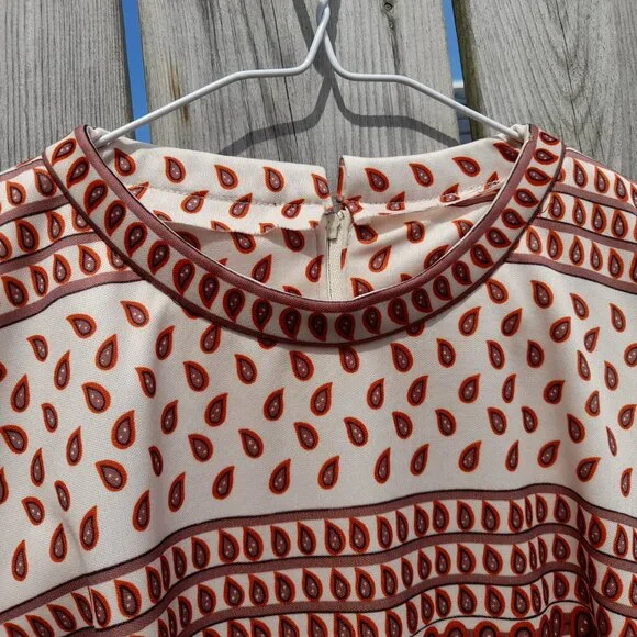 Vintage 60s 70s Dress Paisley Brown Orange Retro 40" Bust 36" Waist - Picture 7 of 15